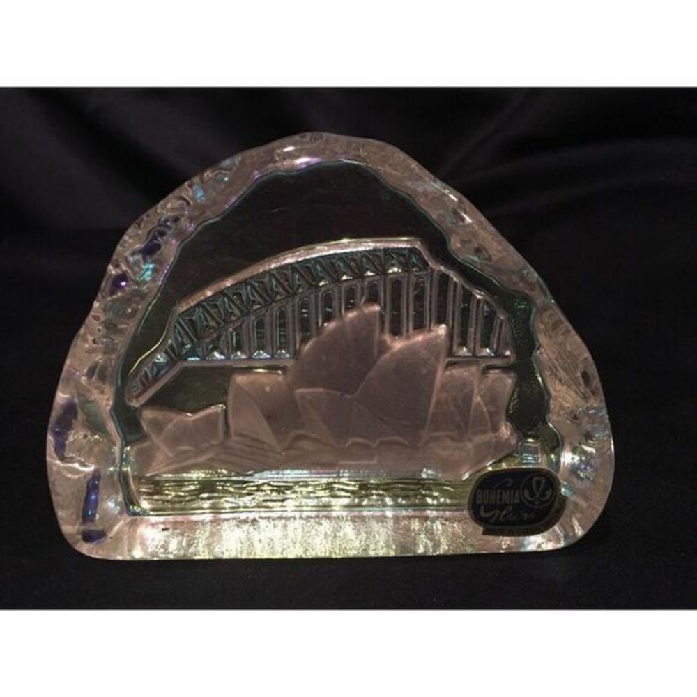 Bohemia‎ Crystal Czech Opera House Australia Art Paperweight Glass 4" X  3"